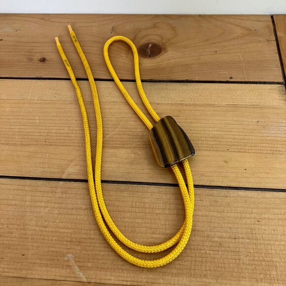 Tiger's Eye Gemstone Bolo Tie Western String Tie Yellow Cord - Picture 1 of 8